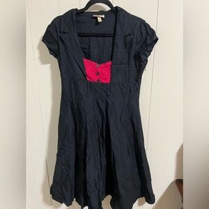 Lindy Bop vintage size XL red and black cap sleeve a line dress retro cotton